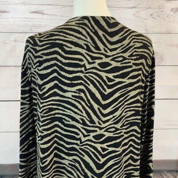 Channa Cardigan Sweater Womens XL Black Zebra Slinky Stretch Shimmer Formal - Picture 6 of 12
